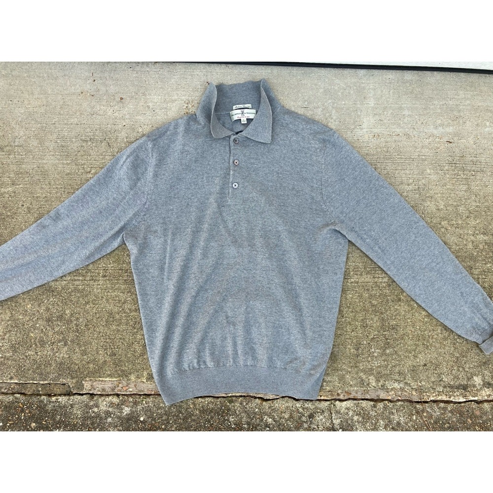 Fairway & Greene Mens L Italian Merino Wool Heather Grey 1/4 Zip Sweater Golf